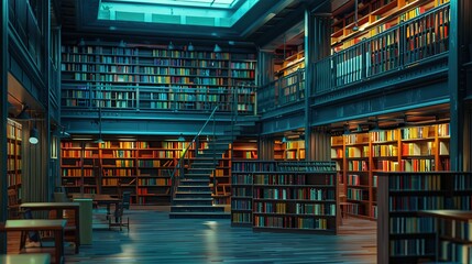 Beautiful Teenager relaxing with book in library