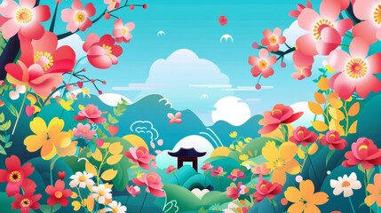 Goyang International Flower Festival in South Korea. Banner template. background.
