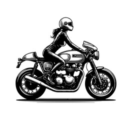 cafe racer motorcycle hand drawn vintage illustration