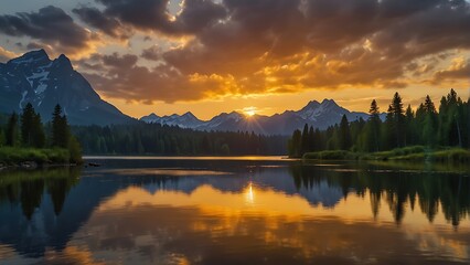Fototapeta premium Golden Majesty Alpine Sunrise 