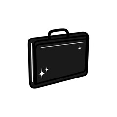 black box suitcase locked stand vector illustration