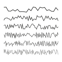 Set of seismic waves. Vector earthquake graph. Geology seismic activity illustration. Black line design.