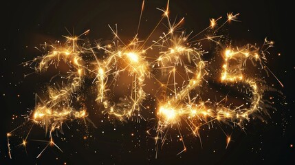 2025 made with fireworks ,holiday and new year concept