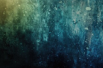 A blue and green background with splatters of paint. The splatters are in different sizes and are scattered throughout the background