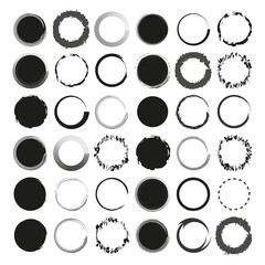 Collection of circular designs. Set of round borders. Assorted circle frames. Abstract rings and loops. Vector illustration. EPS 10.