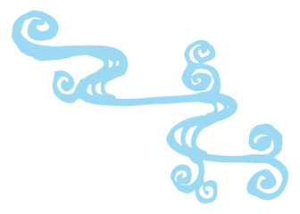 筆書きの流水紋、和風の水模様	