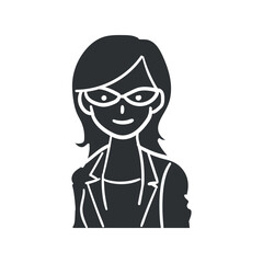 Secretary Icon Silhouette Illustration. Teacher Vector Graphic Pictogram Symbol Clip Art. Doodle Sketch Black Sign.