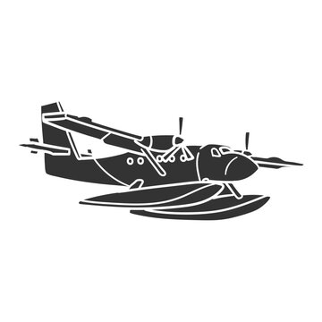 black seaplane silhouette, side view clip art preview