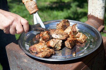meat, shish kebab, barbecue, fry meat, grill, picnic, vacation, holidays, summer, pork, beef,...