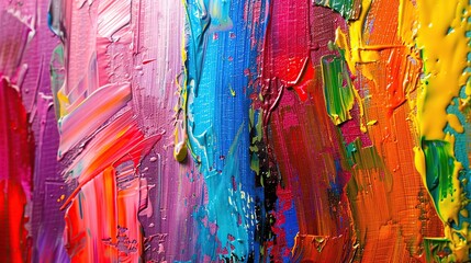 Closeup of abstract rough colorful colors painting texture, with oil brushstroke, pallet knife...