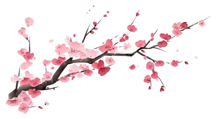 PNG Sakura branch blossom flower plant.