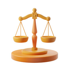 Scales of justice. Balance and justice, icon 3D render, isolated on transparent background