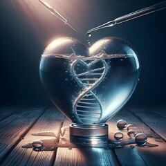 Fototapeta premium Luxury heart,heart create with leafs and water.