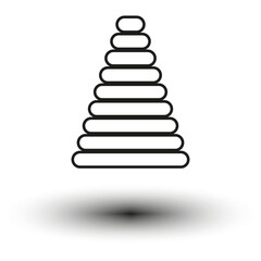 Stacked circles design. Graduated sizes. Monochrome vector. Minimalist style.