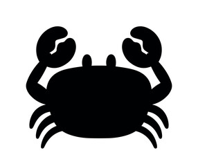 Crab in Black Silhouette Sea Animal Cartoon Vector Illustration
