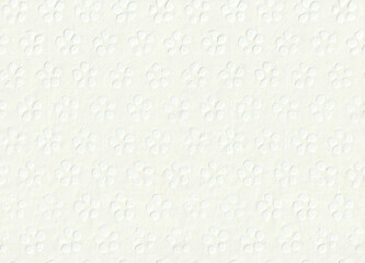 Seamless flowers pattern decorated white paper napkin texture. Soft clean corrugation embossed...