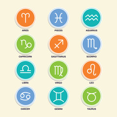 Zodiac Sign Sticker Vector Illustration