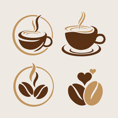 Coffee Cup and Beans Logo Vector Illustration