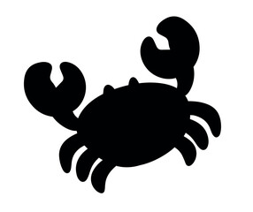 Black Silhouette Crab Sea Animal Cartoon Vector Illustration