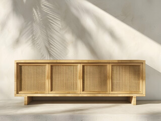 Modern and simple sideboard design, Italia, Rattan weaving, Minimalism