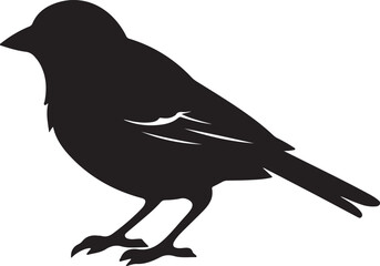 Finch Silhouette Vector Illustration White Background