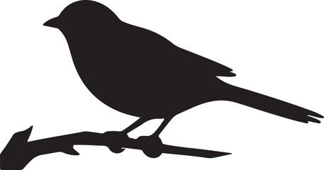 Finch Silhouette Vector Illustration White Background