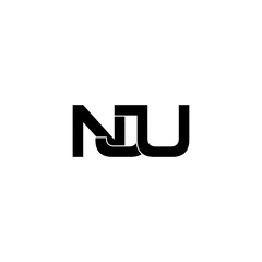 nju typography letter monogram logo design