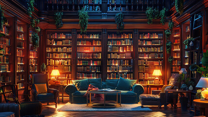 Naklejka premium Beautiful Cozy and lively home interior design