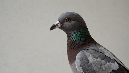 A lone pigeon stands out with solid white background ai_generated