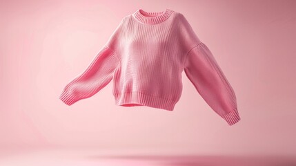 An elegant pink sweater floating, with studio lighting, studio photography. 3d