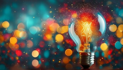 light bulb with bokeh background. Creative light bulb Think different creative idea concept