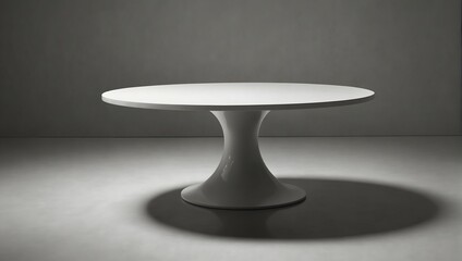 A lone table stood, its surface gleaming against a backdrop of solid white  ai_generated