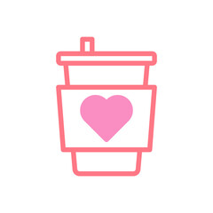 Cup love icon duotune red pink valentine illustration