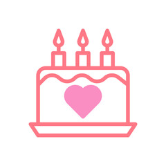 Cake love icon duotune red pink valentine illustration