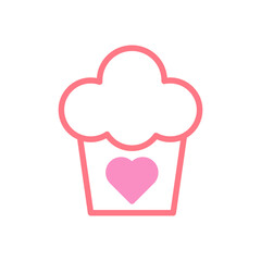 Cake love icon duotune red pink valentine illustration