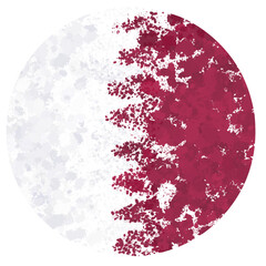 qatar flag round shape with paint splashes