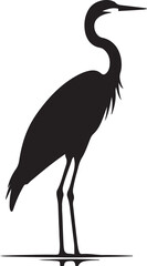 Obraz premium Heron Silhouette Vector Illustration White Background