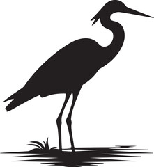 Obraz premium Heron Silhouette Vector Illustration White Background