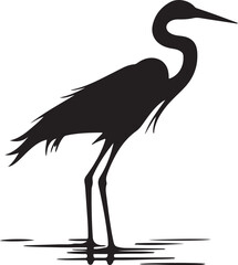 Obraz premium Heron Silhouette Vector Illustration White Background