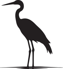 Heron Silhouette Vector Illustration White Background