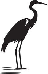 Heron Silhouette Vector Illustration White Background