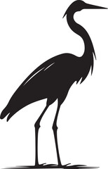 Obraz premium Heron Silhouette Vector Illustration White Background