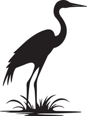 Obraz premium Heron Silhouette Vector Illustration White Background