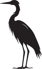 Heron Silhouette Vector Illustration White Background