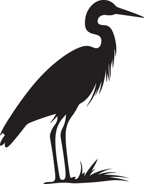 Heron Silhouette Vector Illustration White Background