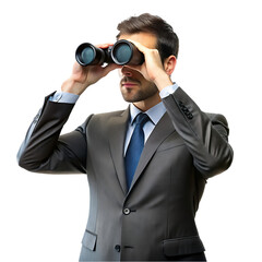 Cool man with binoculars