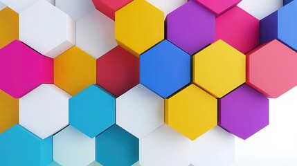 A symphony of pentagons in bold primary color geometric color abstract background isolated on white background 