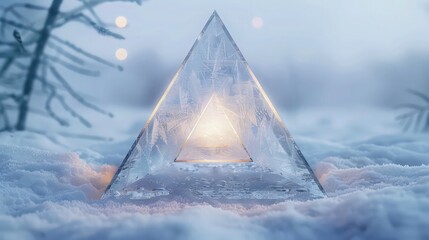 A glassy geometric  glassy triangle in snow 