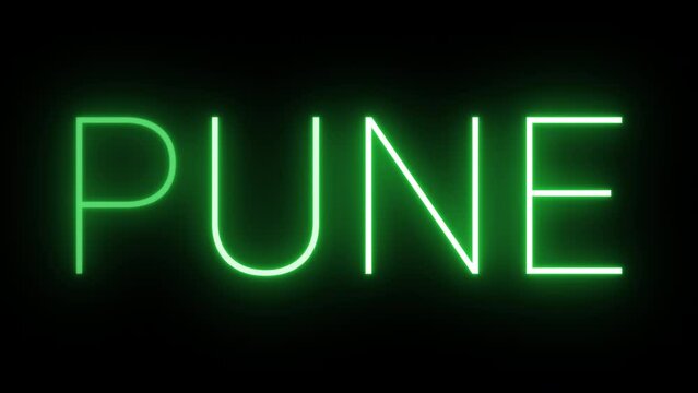 Flickering neon green glowing pune text animated on black background