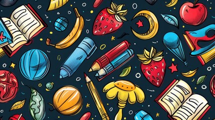 Obraz premium back to school pattern generative ai